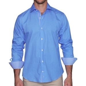 Tailorbyrd Peri Blue Floral Dot Button Up Shirt